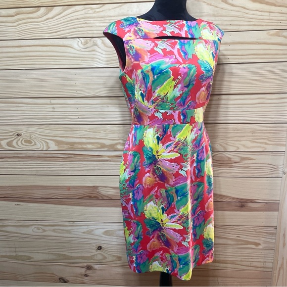 Tahari Dresses & Skirts - EUC Tahari Arthur S. Levine Floral Midi Dress Multi Color Womens Sleeveless 8